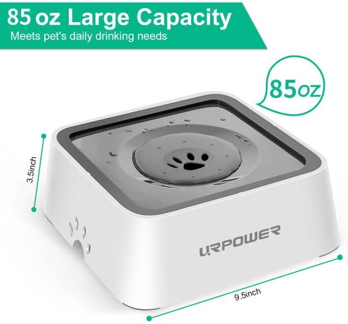 URPOWER 2.5L Dog Water Bowl 85oz Large Capacity Dog Bowls No Spill Pet Water Dispenser for Messy Drinkers Splash Proof Slow Feeder Vehicle Carried Travel Bowl for Dogs, Cats &Pets - Image 3